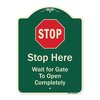 Signmission Designer Series-Stop Wait For Gate To Open Completely With Symbol, 24" x 18", G-1824-9883 A-DES-G-1824-9883